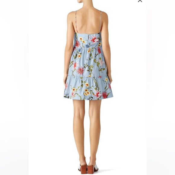 Nicholas Pastel Blue Floral Print Babydoll Mini Dress - Picture 5 of 16